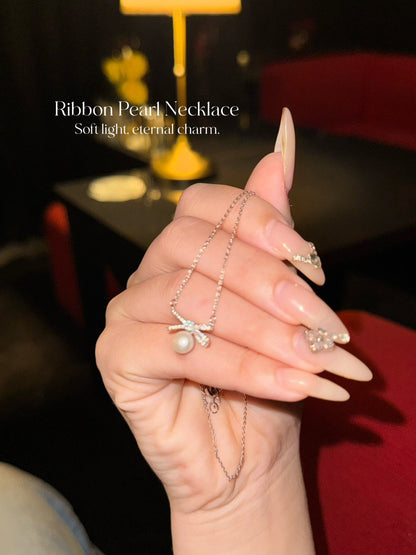 Ribbon Pearl Necklace